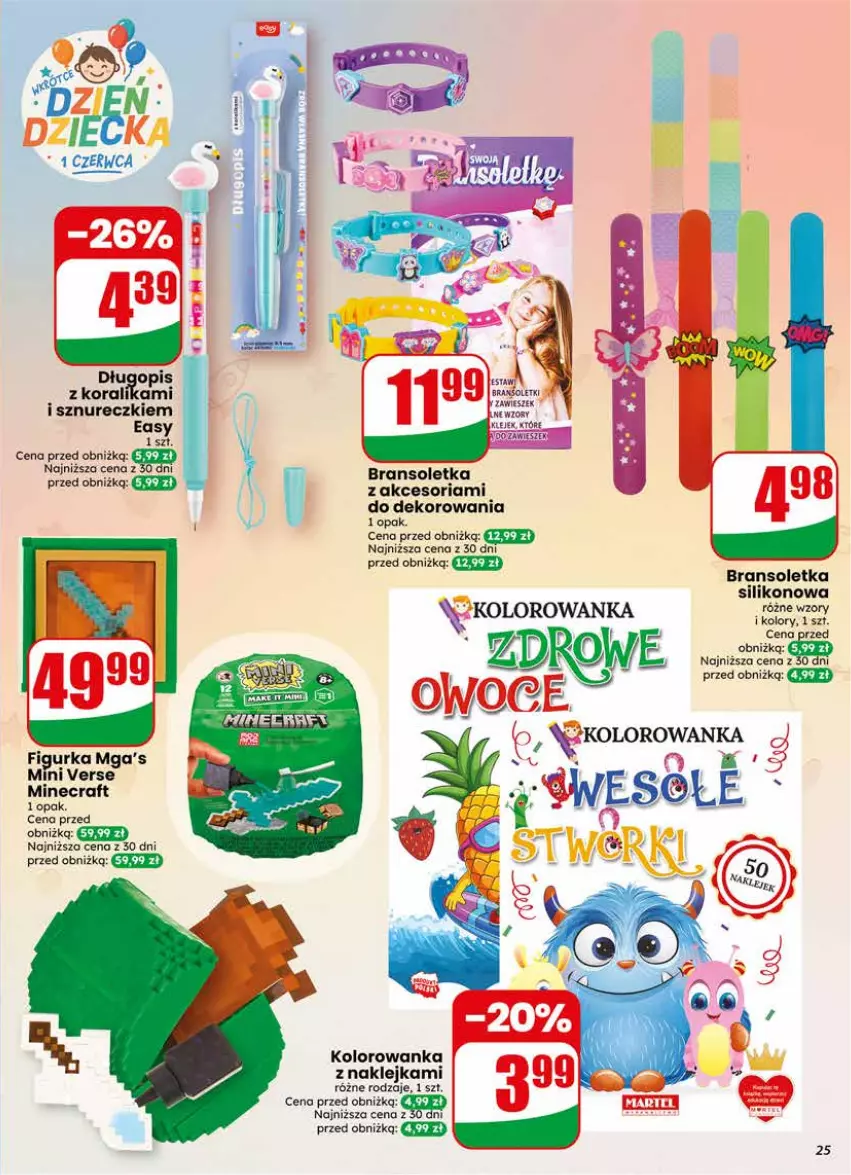 Gazetka promocyjna Dino - Gazetka 21 / 2026 - ważna 20.05 do 26.05.2026 - strona 25 - produkty: Bransoletka, Długopis, Klej, Kolorowanka, Minecraft
