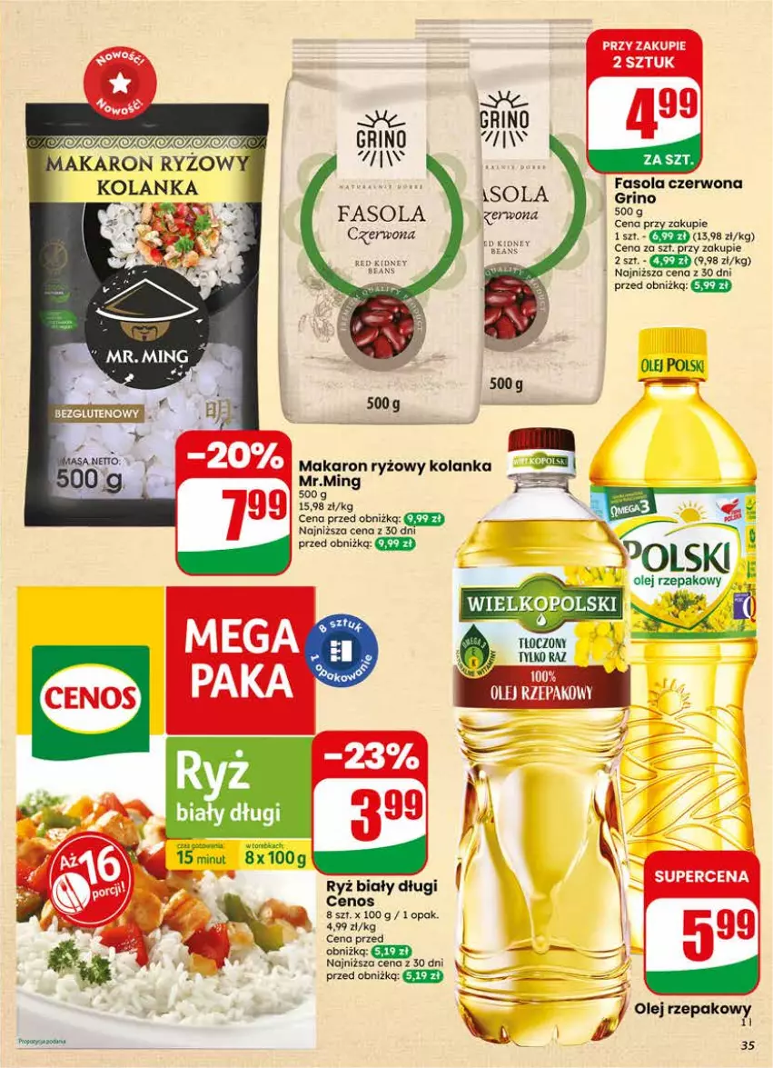 Gazetka promocyjna Dino - Gazetka 21 / 2026 - ważna 20.05 do 26.05.2026 - strona 35 - produkty: Cenos, Fa, Fasola, Makaron, Makaron ryżowy, Olej, Olej rzepakowy, Ryż, Ryż biały, Torebka