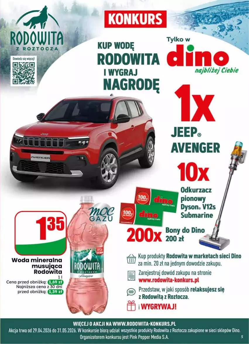 Gazetka promocyjna Dino - Gazetka 21 / 2026 - ważna 20.05 do 26.05.2026 - strona 5 - produkty: Gra, JBL, Mus, Odkurzacz, Woda, Woda mineralna