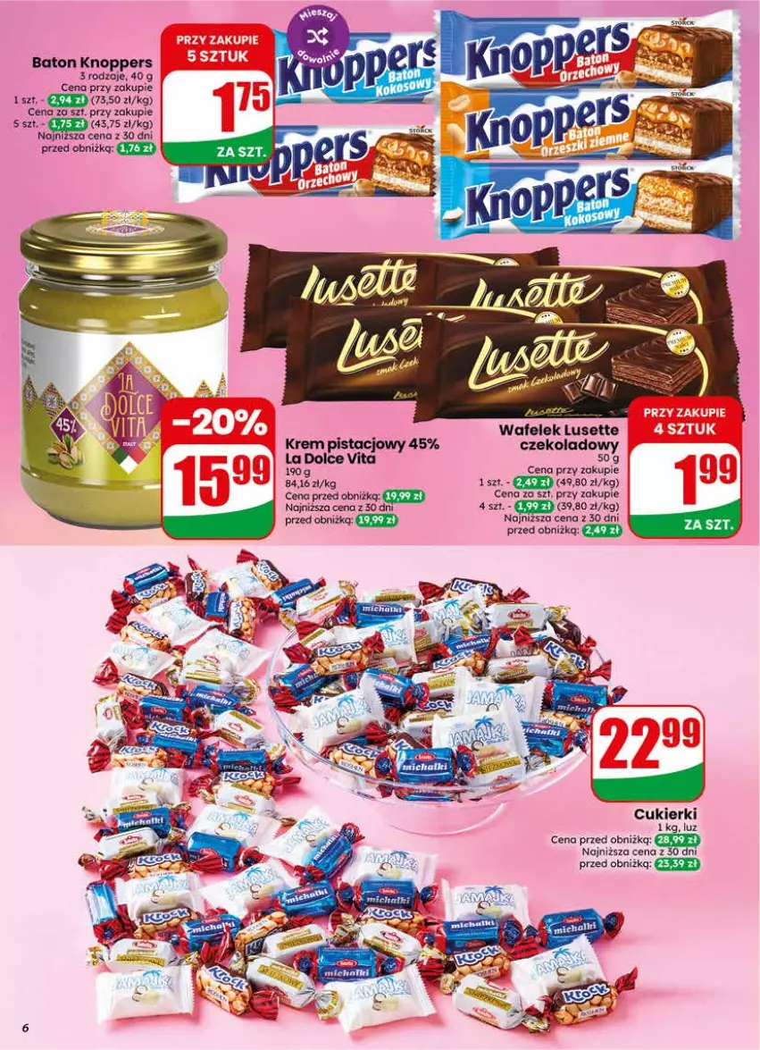Gazetka promocyjna Dino - Gazetka 21 / 2026 - ważna 20.05 do 26.05.2026 - strona 6 - produkty: Baton, Cukier, Cukierki, Knoppers, Krem pistacjowy, Wafelek