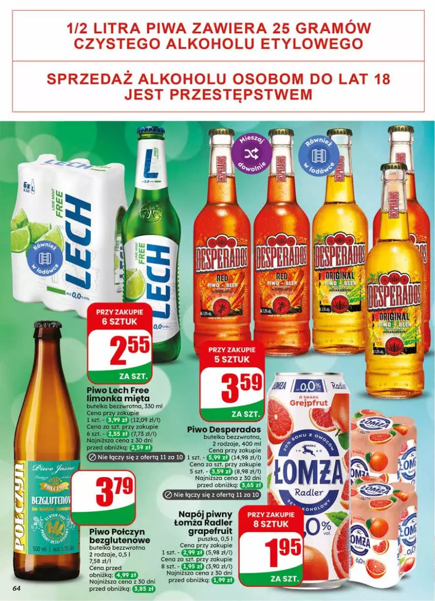 Gazetka promocyjna Dino - Gazetka 21 / 2026 - ważna 20.05 do 26.05.2026 - strona 64 - produkty: Desperados, Fa, Gra, Limonka, Mięta, Napój, Piwa, Piwo, Radler