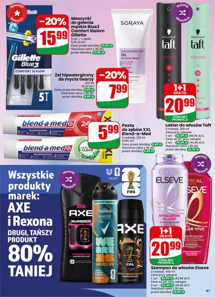 Gazetka promocyjna Dino - Gazetka 21 / 2026 - ważna 20.05 do 26.05.2026 - strona 81 - produkty: Elseve, Gillette, Lakier, Lakier do włosów, Por, Schwarzkopf, Szampon, Taft