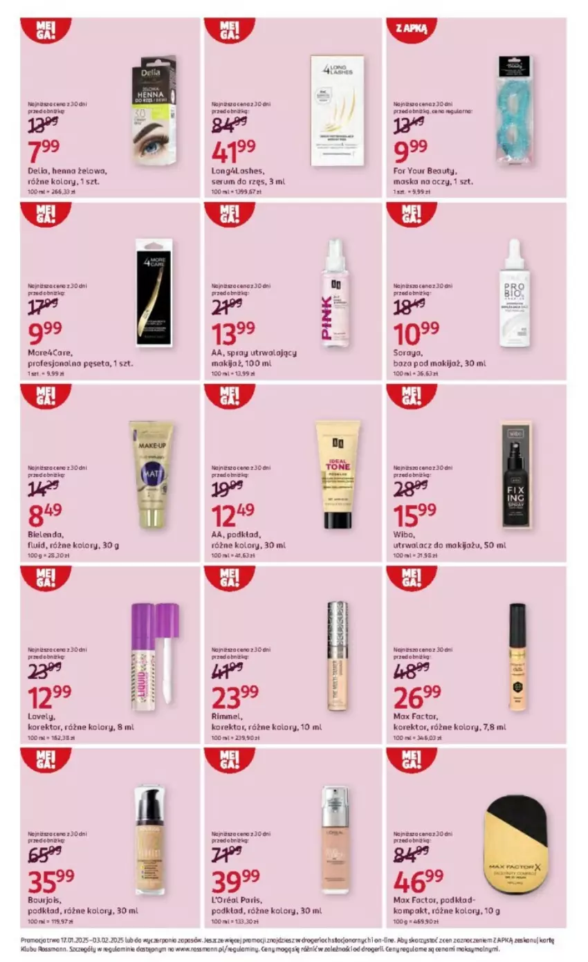 Gazetka promocyjna Rossmann - ważna 17.01 do 03.02.2025 - strona 11 - produkty: Bielenda, Bourjois, Fa, For Your Beauty, Lovely, Makijaż, Maska, Max Factor, Pęseta, Podkład, Rama, Rum, Ser, Serum, Wibo