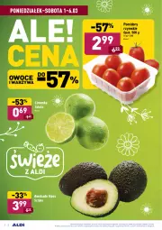 Gazetka promocyjna Aldi - ALE! CENA - Gazetka - ważna od 06.03 do 06.03.2021 - strona 2 - produkty: Warzywa, Limonka, Owoce, Pomidory
