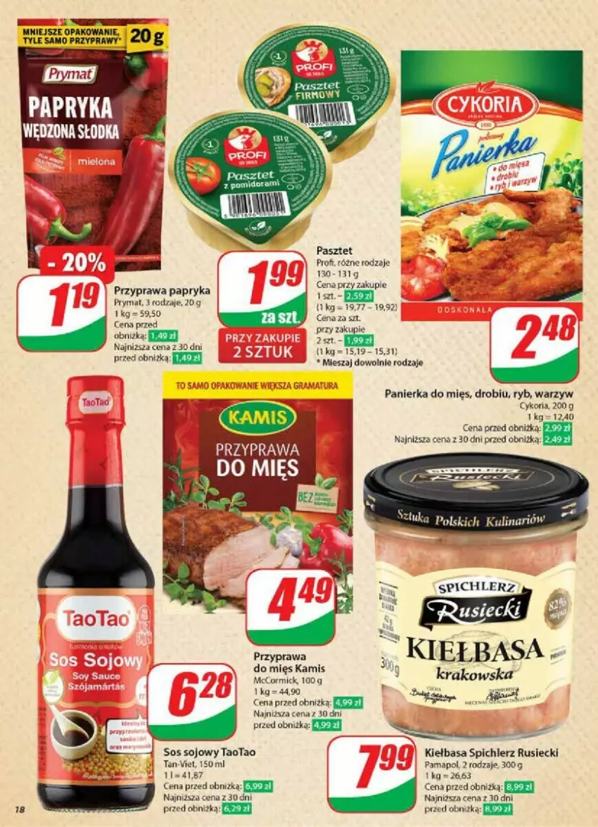 Gazetka promocyjna Dino - ważna 08.01 do 14.01.2025 - strona 10 - produkty: Gin, Kiełbasa, Papryka, Pasztet, Prymat, Przyprawy, Sos, Sos sojowy, Spichlerz Rusiecki, TaoTao