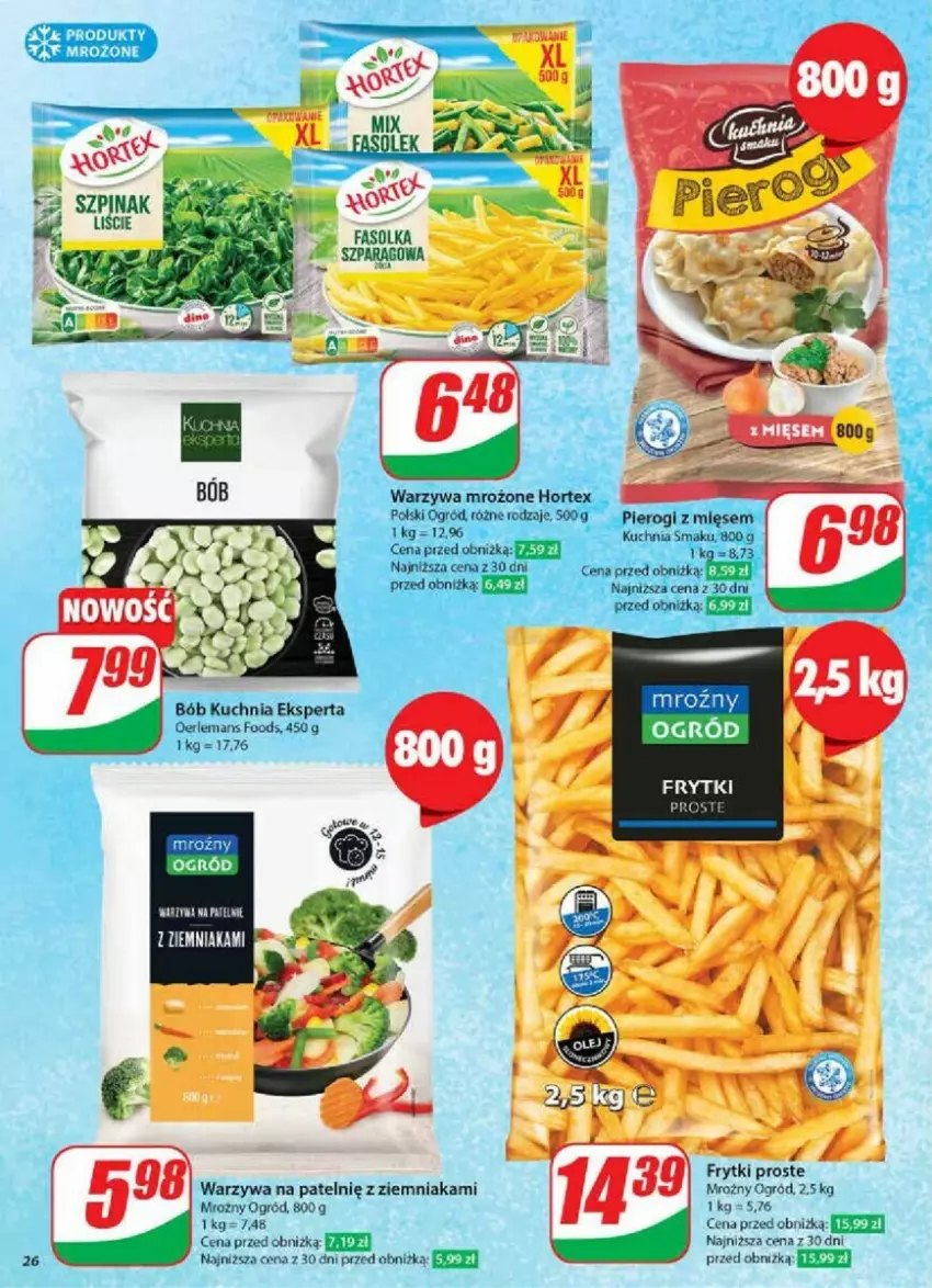 Gazetka promocyjna Dino - ważna 08.01 do 14.01.2025 - strona 19 - produkty: Fa, Frytki, Hortex, Kuchnia, Ogród, Pierogi, Por, Szpinak, Warzywa