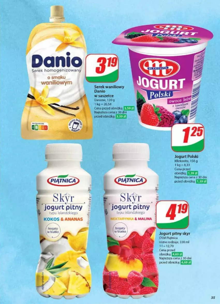 Gazetka promocyjna Dino - ważna 08.01 do 14.01.2025 - strona 29 - produkty: Ananas, Danio, Danone, Jogurt, Jogurt pitny, Kokos, Piątnica, Ser, Serek, Serek homogenizowany