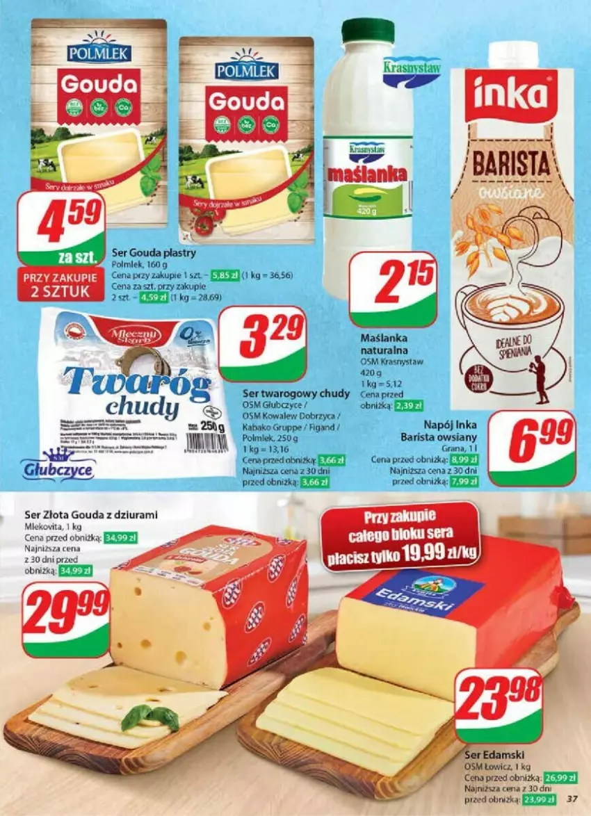 Gazetka promocyjna Dino - ważna 08.01 do 14.01.2025 - strona 31 - produkty: Edam, Fa, Gouda, Gouda plastry, Gra, Maślanka, Napój, Polmiek, Ser, Ser twarogowy