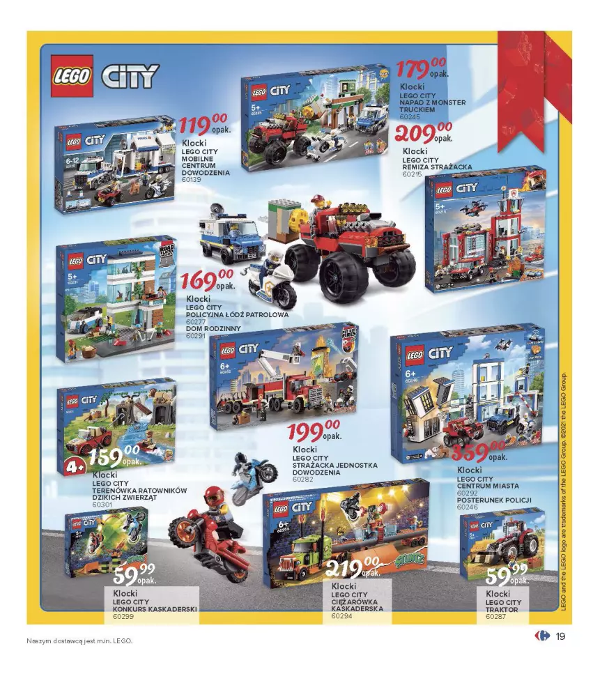 Gazetka promocyjna Carrefour - Gazetka Carrefour Zabawki - ważna 30.11 do 24.12.2021 - strona 19 - produkty: Kask, Klocki, LEGO, LEGO City, Mobil, Posterunek policji, Rum, Traktor