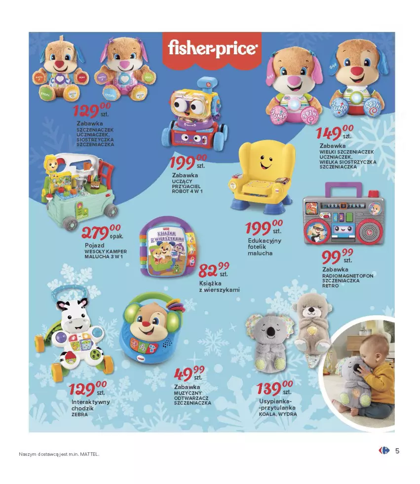 Gazetka promocyjna Carrefour - Gazetka Carrefour Zabawki - ważna 30.11 do 24.12.2021 - strona 5 - produkty: Chodzik, Fotel, Fotelik, Książka, Mattel, Pojazd, Robot, Szczeniaczek uczniaczek, Tera, Zabawka