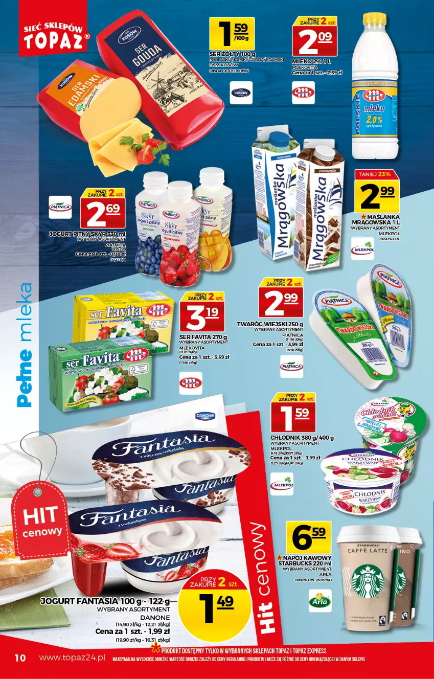 Gazetka promocyjna Topaz - Gazetka - ważna 17.06 do 23.06.2021 - strona 10 - produkty: Danone, Fa, Fanta, Favita, Jogurt, Maślanka, Mleko, Napój, Piątnica, Ser