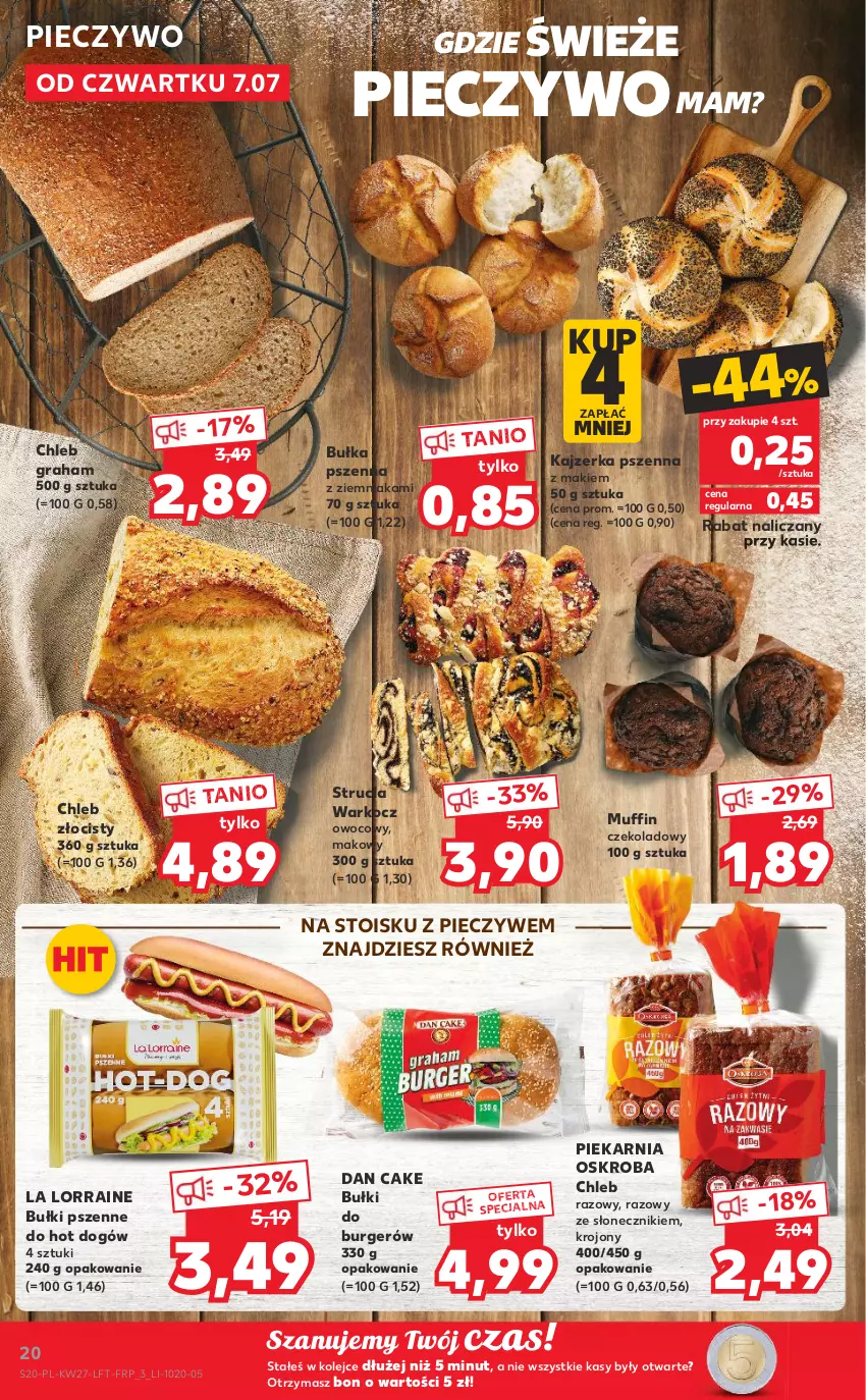 Gazetka promocyjna Kaufland - OFERTA TYGODNIA - ważna 07.07 do 13.07.2022 - strona 20 - produkty: Bułka, Burger, Chleb, Dan Cake, Gra, Hot dog, Kajzerka, Kajzerka pszenna, Koc, Olej, Piec, Pieczywo, Strucla