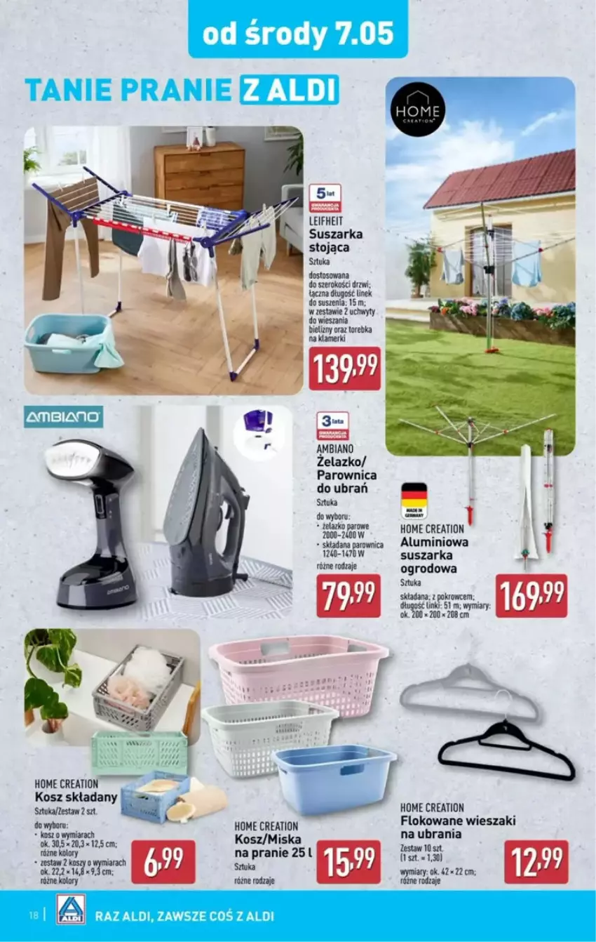 Gazetka promocyjna Aldi - ważna 05.05 do 10.05.2025 - strona 10 - produkty: Drzwi, Fa, Kosz, Miska, Parownica, Suszarka, Torebka, Uchwyty, Wieszak