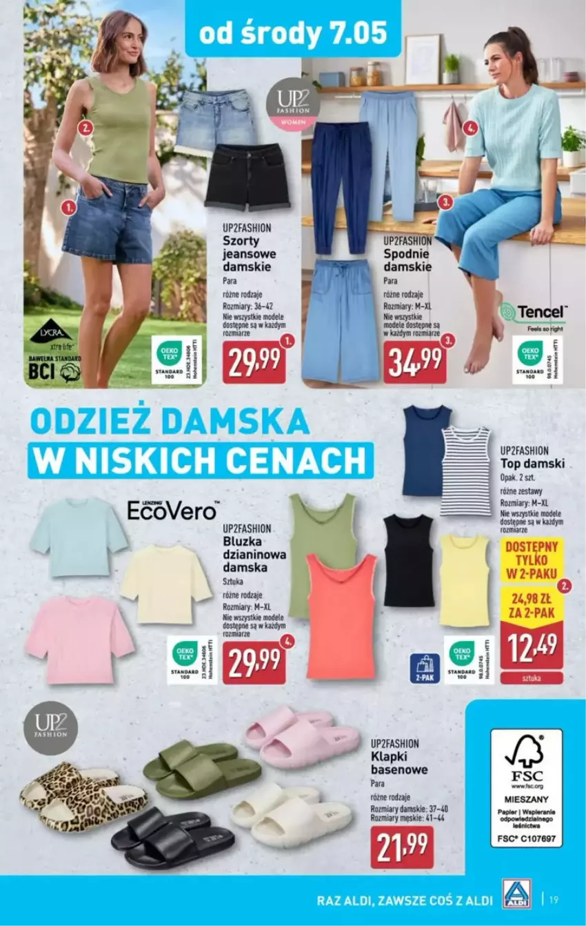 Gazetka promocyjna Aldi - ważna 05.05 do 10.05.2025 - strona 11 - produkty: Fa, Klapki, Por, Spodnie, Szorty, Top