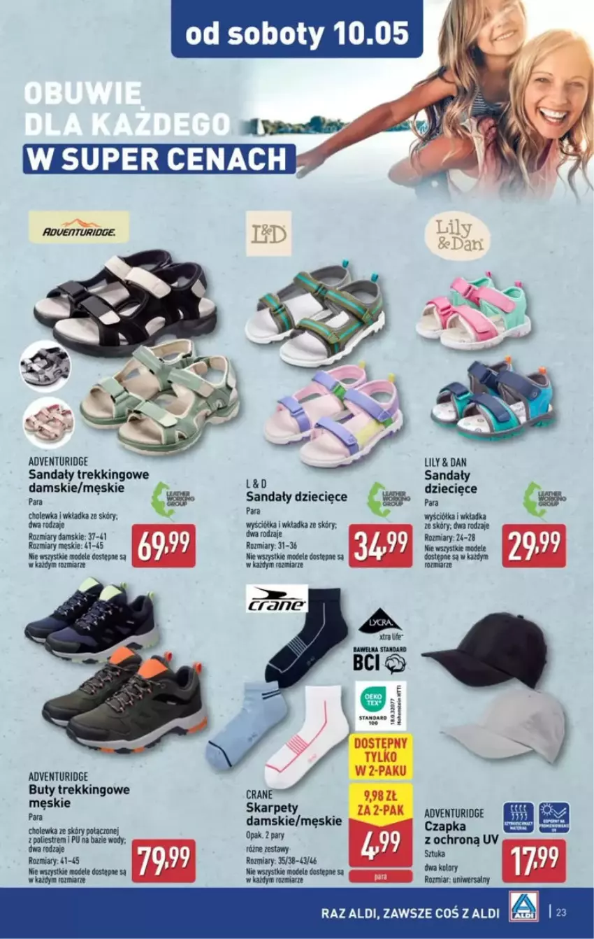 Gazetka promocyjna Aldi - ważna 05.05 do 10.05.2025 - strona 16 - produkty: Buty, Czapka, Dzieci, Gin, Karp, LG, Sandał