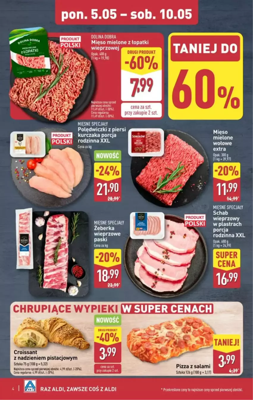Gazetka promocyjna Aldi - ważna 05.05 do 10.05.2025 - strona 23 - produkty: LANA, Mięsne specjały, Mięso, Mięso mielone, Pizza, Por, Salami