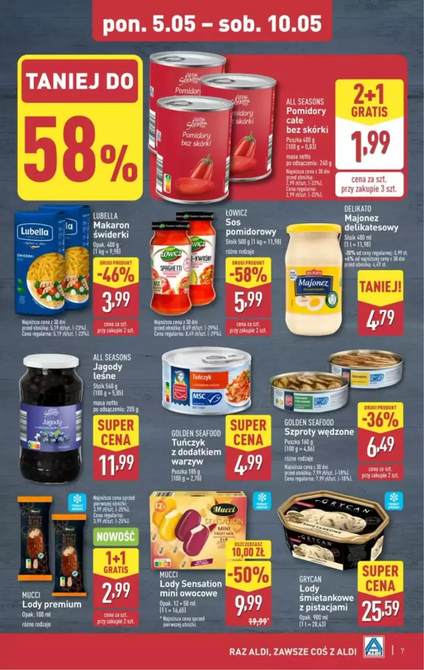 Gazetka promocyjna Aldi - ważna 05.05 do 10.05.2025 - strona 26 - produkty: All Seasons, Gra, Lody, Pomidory, Sati, Tuńczyk