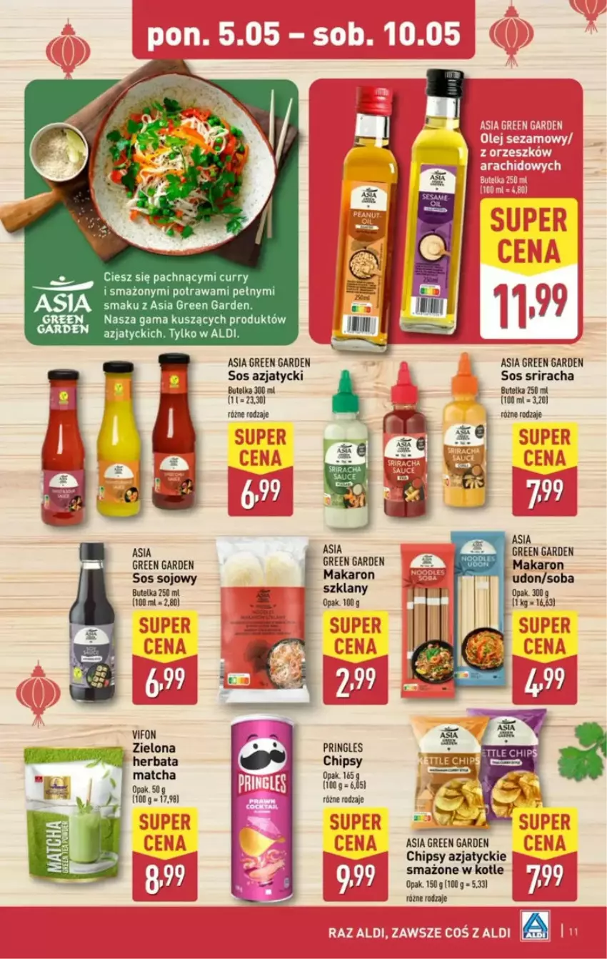 Gazetka promocyjna Aldi - ważna 05.05 do 10.05.2025 - strona 3 - produkty: Chipsy, Herbata, Makaron, Pringles, Sos, Sos sojowy