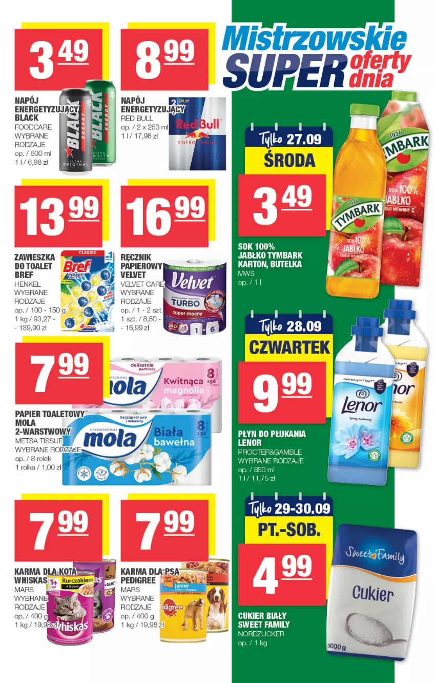 Gazetka promocyjna Spar - Spar - ważna 10.09 do 20.09.2023 - strona 7 - produkty: Bref, Fa, Kurczak, Lack, LG, Mars, Napój, Papier, Pedigree, Płyn do płukania, Ręcznik, Red Bull, Sok, Tera, Tymbark, Velvet, Whiskas