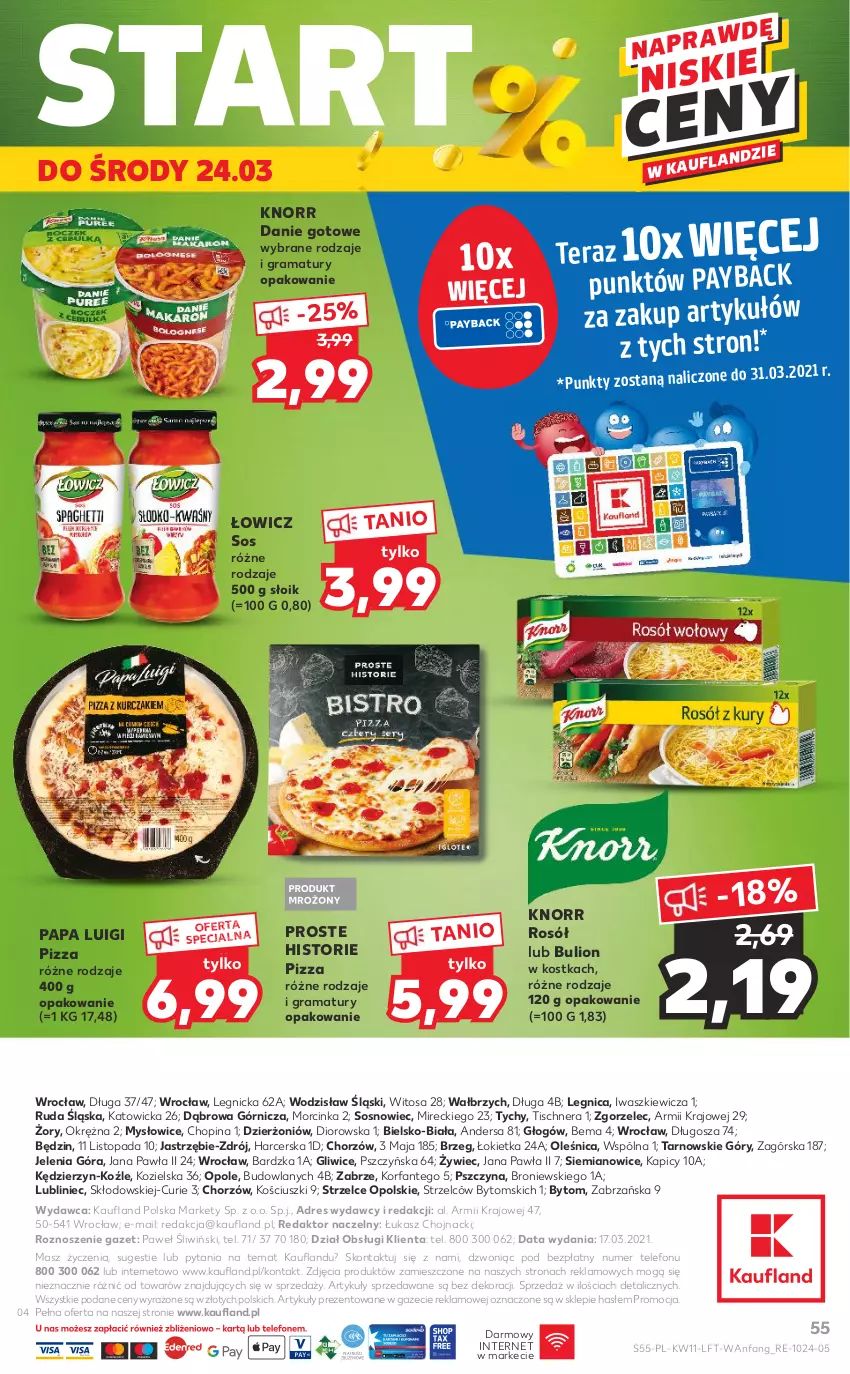 Gazetka promocyjna Kaufland - OFERTA TYGODNIA - ważna 18.03 do 24.03.2021 - strona 55 - produkty: Bulion, Danie gotowe, Dior, Dres, Fa, Gra, Inka, Knorr, Lion, Pizza, Rama, Rosół, Sos, Telefon, Tera, Top