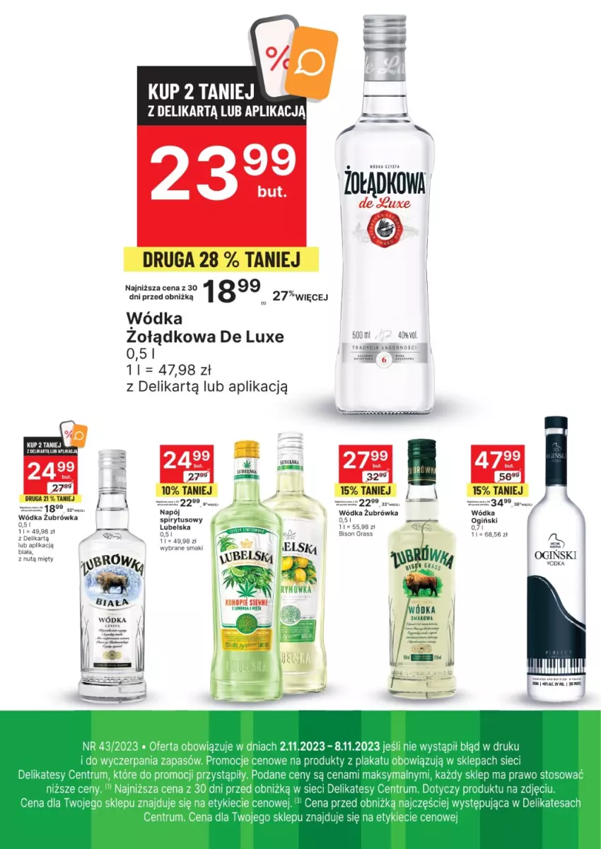 Gazetka promocyjna Delikatesy Centrum - Folder alkoholowy DC43 - ważna 02.11 do 08.11.2023 - strona 1 - produkty: Gra, Ogiński, Rum, Wódka