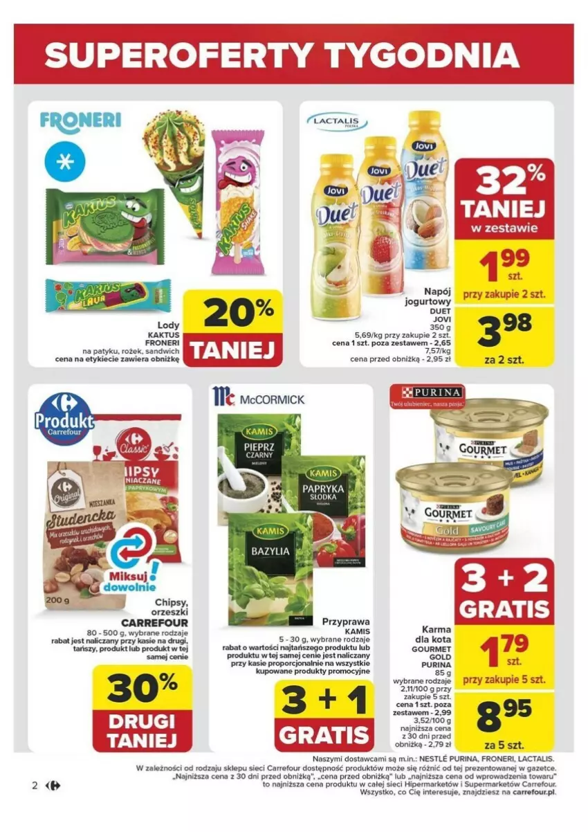 Gazetka promocyjna Carrefour - ważna 05.08 do 10.08.2024 - strona 11 - produkty: Jogurt, Kaktus, Kamis, Napój, Orzeszki, Por, Pur, Purina