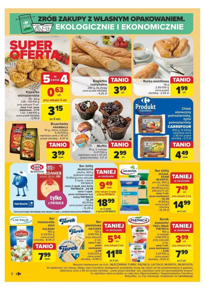 Gazetka promocyjna Carrefour - ważna 05.08 do 10.08.2024 - strona 17 - produkty: Bagietka, Galbani, Mleko, Mlekovita, NaTurek, Piątnica, Por, Rust, Ser, Serek