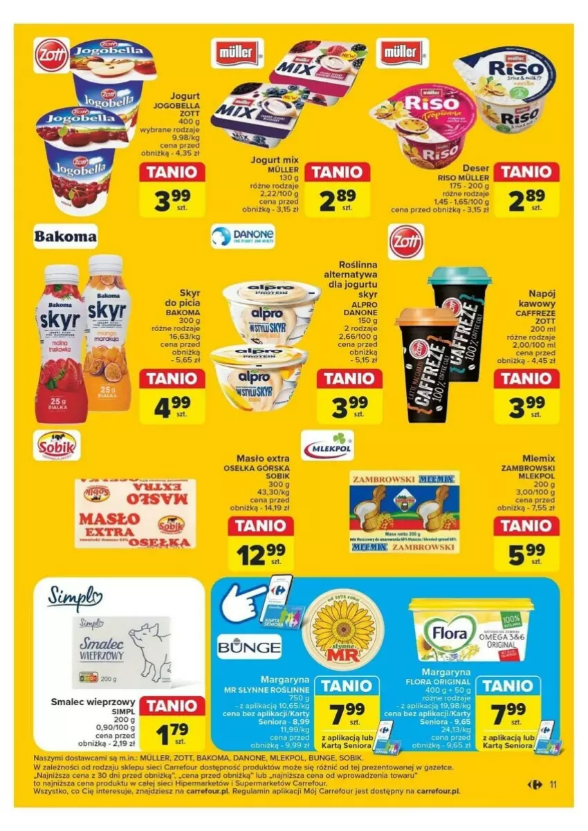 Gazetka promocyjna Carrefour - ważna 05.08 do 10.08.2024 - strona 3 - produkty: Alpro, Bakoma, Bell, Bella, Danone, Fa, Figi, Gin, Jogurt, Margaryna, Masło, Napój, Słynne, Smalec, Zott