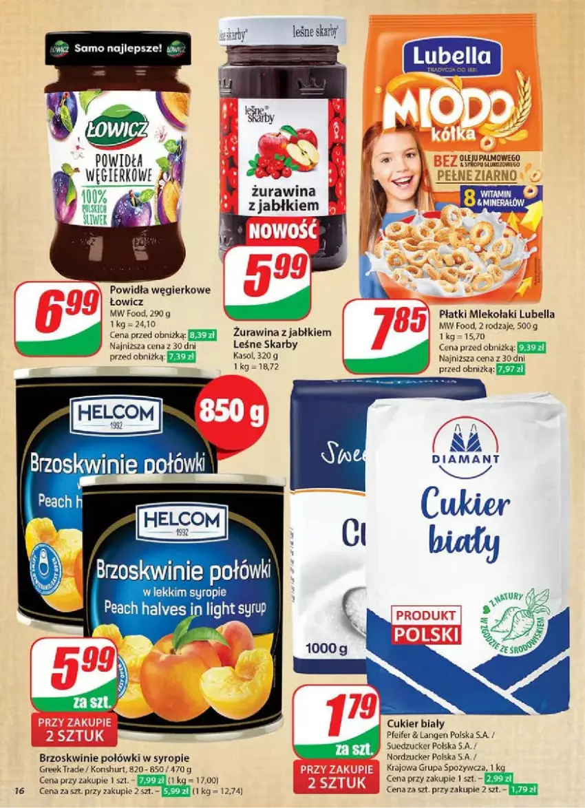 Gazetka promocyjna Dino - ważna 12.03 do 18.03.2025 - strona 8 - produkty: Bell, Bella, Brzoskwinie, Cukier, Lubella, Mleko, Syrop