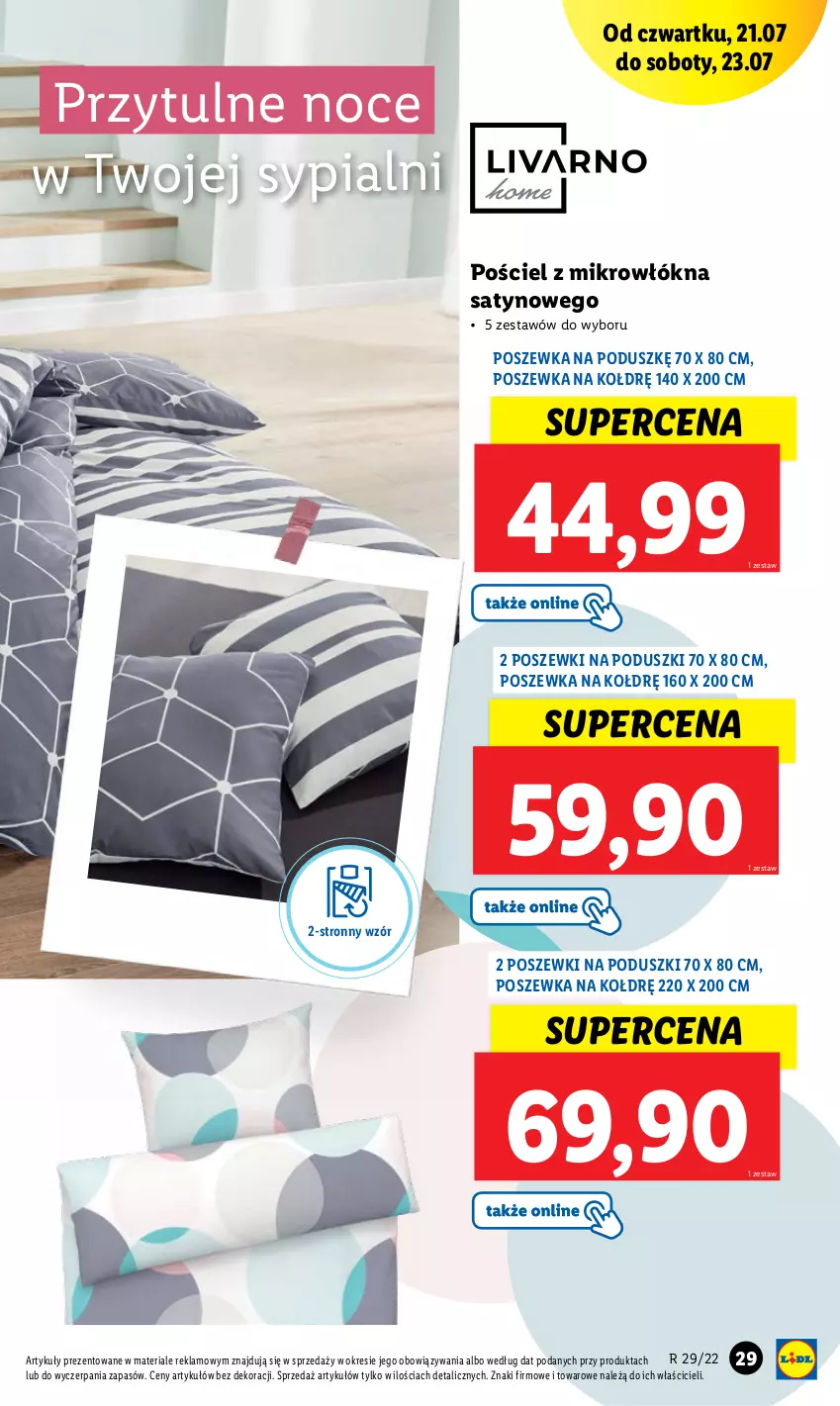 Gazetka promocyjna Lidl - GAZETKA - ważna 18.07 do 23.07.2022 - strona 29 - produkty: Pościel, Poszewka