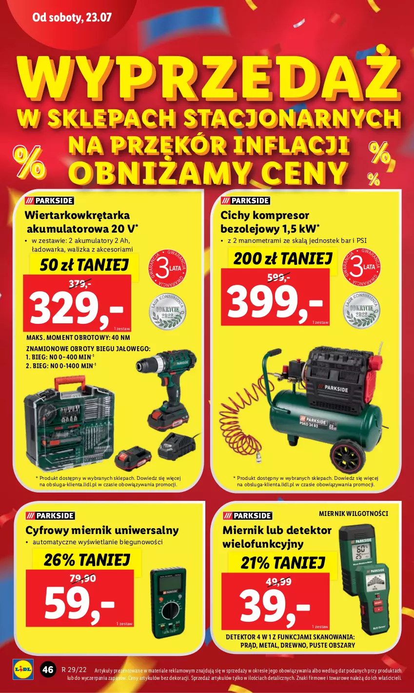 Gazetka promocyjna Lidl - GAZETKA - ważna 18.07 do 23.07.2022 - strona 46 - produkty: Akumulator, Kompresor, LG, Olej, Stek, Tarka, Walizka, Warka, Wiertarkowkrętarka, Wkręt, Wkrętarka