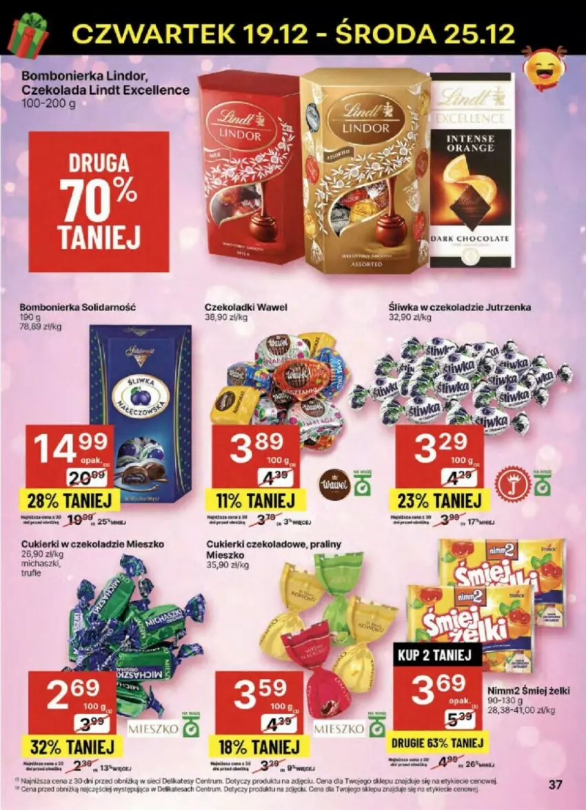 Gazetka promocyjna Delikatesy Centrum - ważna 19.12 do 25.12.2024 - strona 31 - produkty: Cukier, Cukierki, Cukierki czekoladowe, Czekolada, Jutrzenka, Lindor, Lindt, Nimm2, Por, Praliny