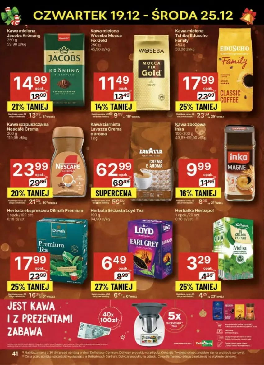 Gazetka promocyjna Delikatesy Centrum - ważna 19.12 do 25.12.2024 - strona 36 - produkty: Dilmah, Fa, Herbapol, Herbata, Inka, Jacobs, Kawa, Kawa mielona, Lavazza, Loyd, Tchibo