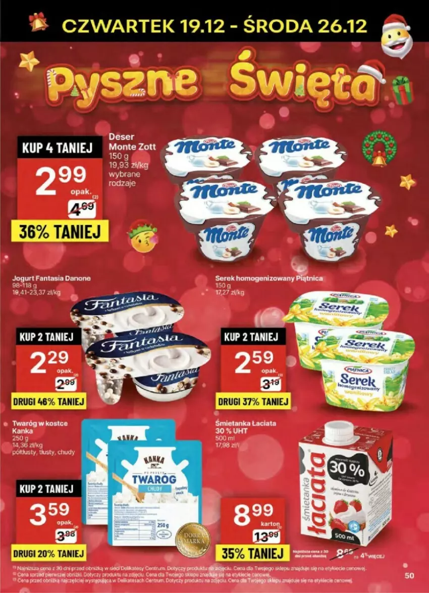 Gazetka promocyjna Delikatesy Centrum - ważna 19.12 do 25.12.2024 - strona 46 - produkty: Danone, Fa, Fanta, Jogurt, Monte, Piec, Por, Twaróg