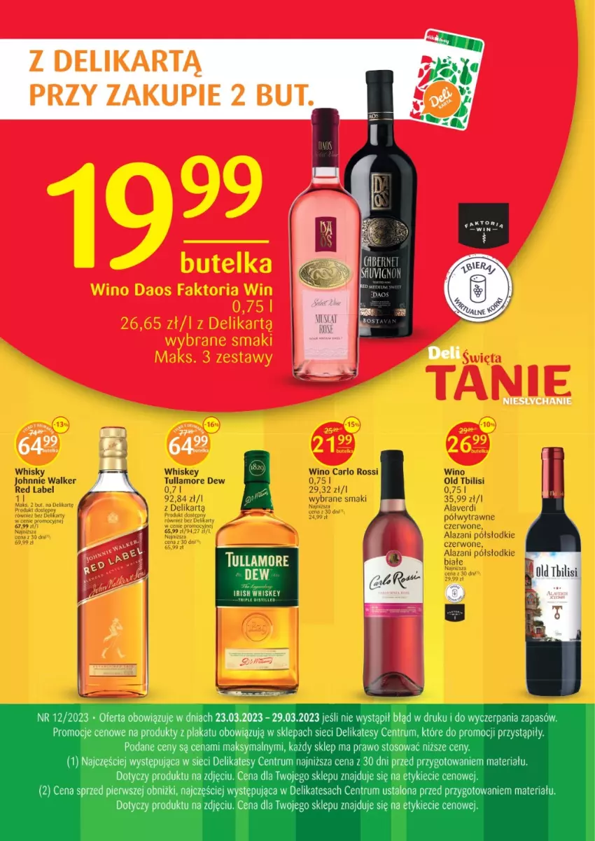 Gazetka promocyjna Delikatesy Centrum - Folder alkoholowy DC12 - ważna 23.03 do 29.03.2023 - strona 2 - produkty: Carlo Rossi, Johnnie Walker, Tullamore Dew, Whiskey, Whisky, Wino