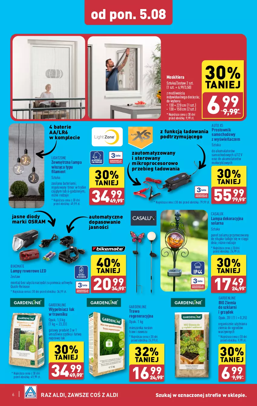 Gazetka promocyjna Aldi - Lato SUPER CEN - ważna 05.08 do 17.08.2024 - strona 6 - produkty: Akumulator, Bateria, Lampa, Lampa wisząca, LANA, Procesor, Prostownik, Rower, Silan