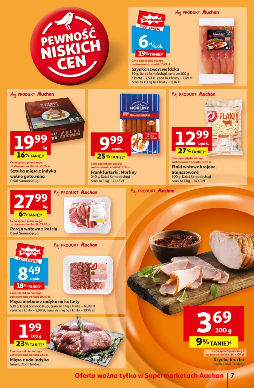 Gazetka promocyjna Auchan - Pewność Niskich Cen Supermarket - ważna 20.02 do 26.02.2025 - strona 9 - produkty: Flaki, Flaki wołowe, Frankfurterki, Kotlet, Mięso, Mięso mielone, Morliny, Por, Szynka