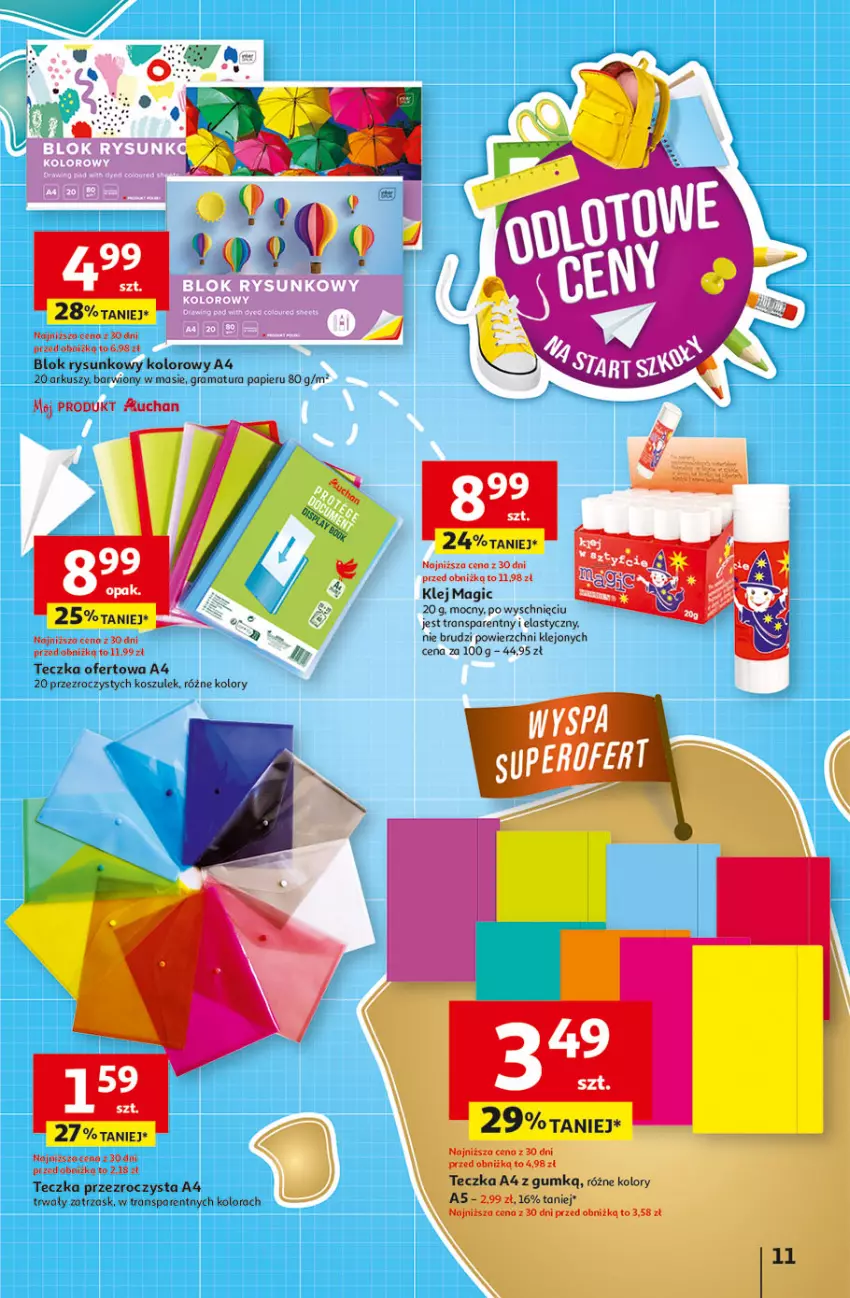 Gazetka promocyjna Auchan - Odlotowe ceny na start szkoły Hipermarket - ważna 14.08 do 20.08.2025 - strona 11 - produkty: Fa, Gra, Klej, Kosz, Papier, Rama, Tran