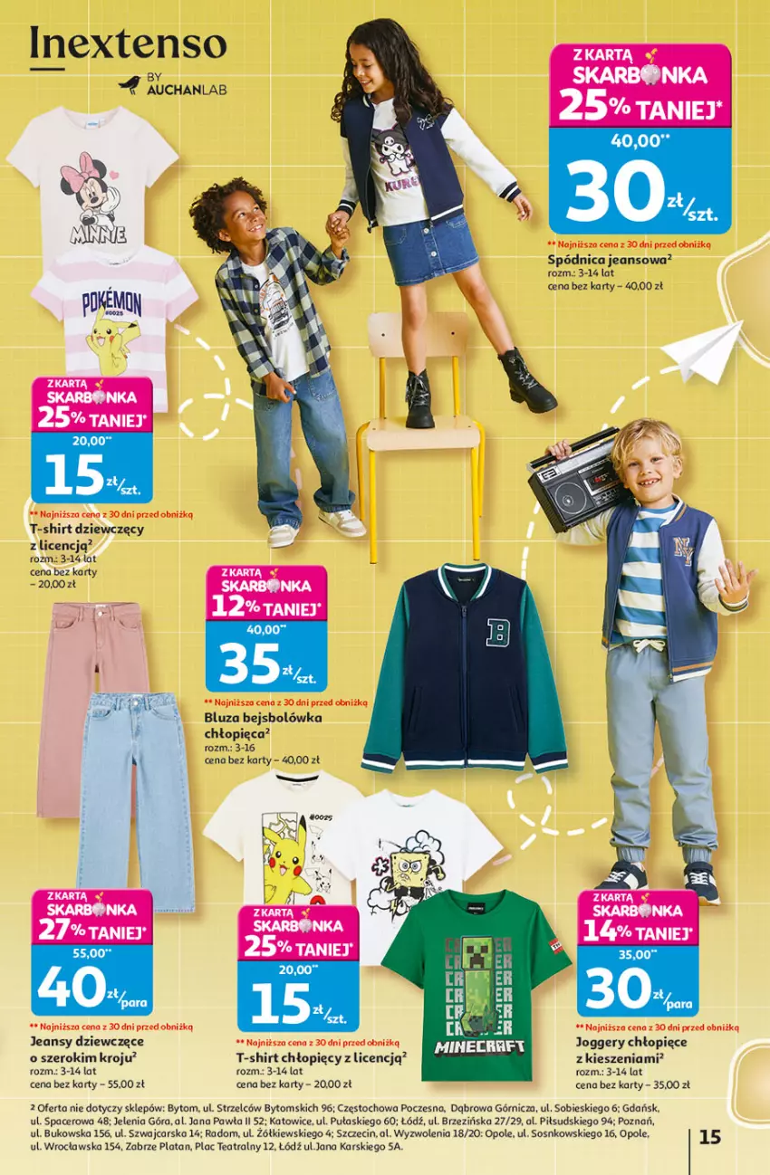 Gazetka promocyjna Auchan - Odlotowe ceny na start szkoły Hipermarket - ważna 14.08 do 20.08.2025 - strona 15 - produkty: Acer, Bluza, Cars, Minecraft, Sos, Spódnica, T-shirt