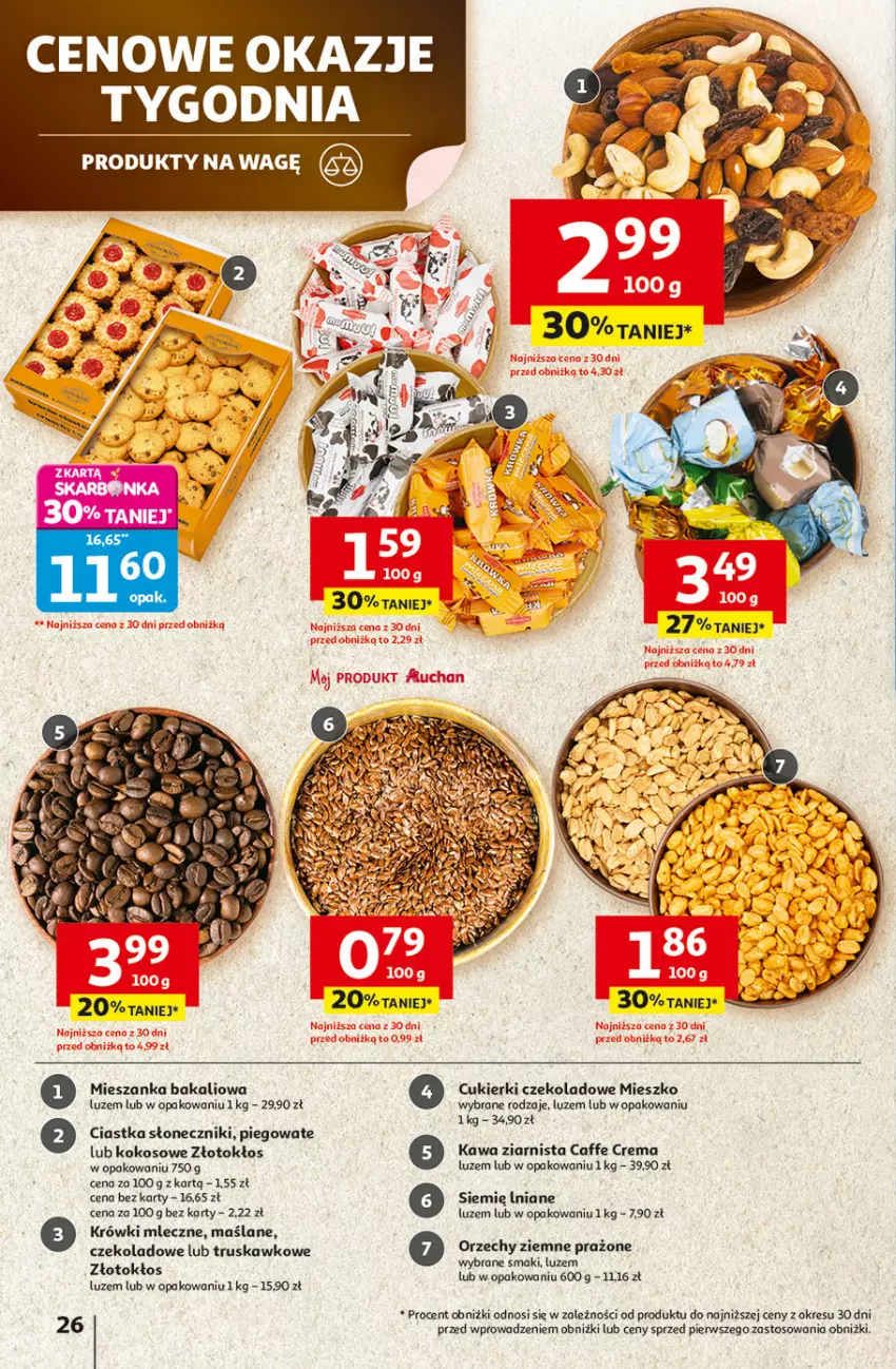 Gazetka promocyjna Auchan - Odlotowe ceny na start szkoły Hipermarket - ważna 14.08 do 20.08.2025 - strona 26 - produkty: Ciastka, Cukier, Cukierki, Cukierki czekoladowe, Kawa, Kawa ziarnista, Kokos, Krówki mleczne, Mieszanka bakaliowa