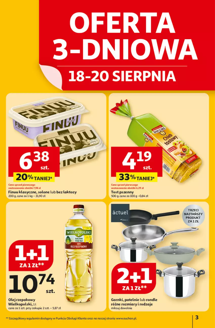 Gazetka promocyjna Auchan - Odlotowe ceny na start szkoły Hipermarket - ważna 14.08 do 20.08.2025 - strona 3 - produkty: Finuu, LG, Olej, Olej rzepakowy