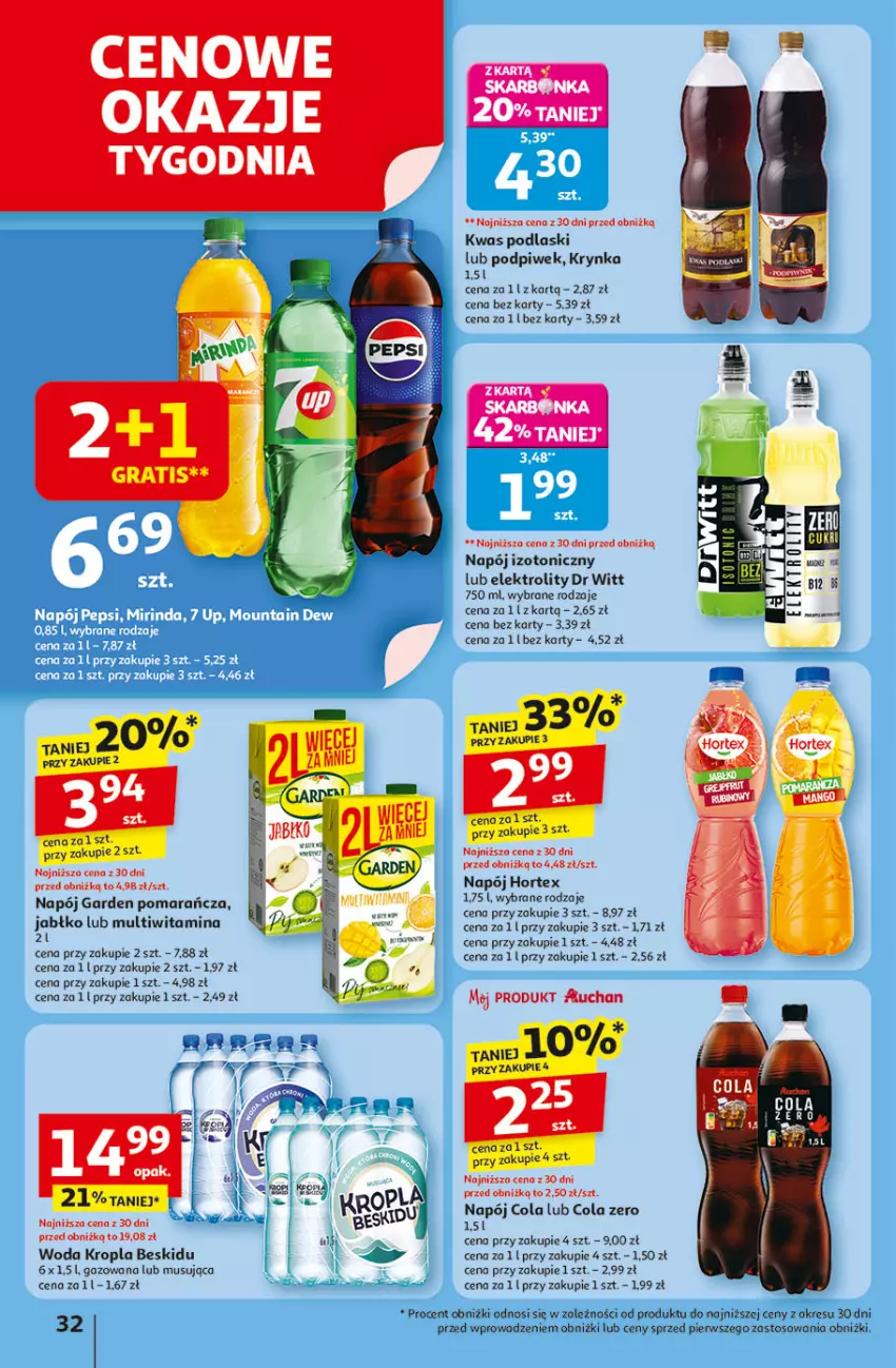 Gazetka promocyjna Auchan - Odlotowe ceny na start szkoły Hipermarket - ważna 14.08 do 20.08.2025 - strona 32 - produkty: Hortex, Mus, Napój, Napój izotoniczny, Podlaski, Woda