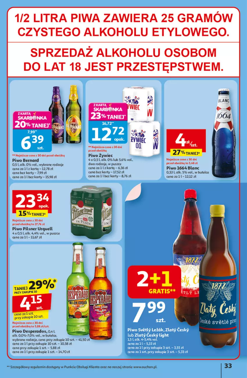 Gazetka promocyjna Auchan - Odlotowe ceny na start szkoły Hipermarket - ważna 14.08 do 20.08.2025 - strona 33 - produkty: Desperados, Gra, Pilsner Urquell, Piwa, Piwo