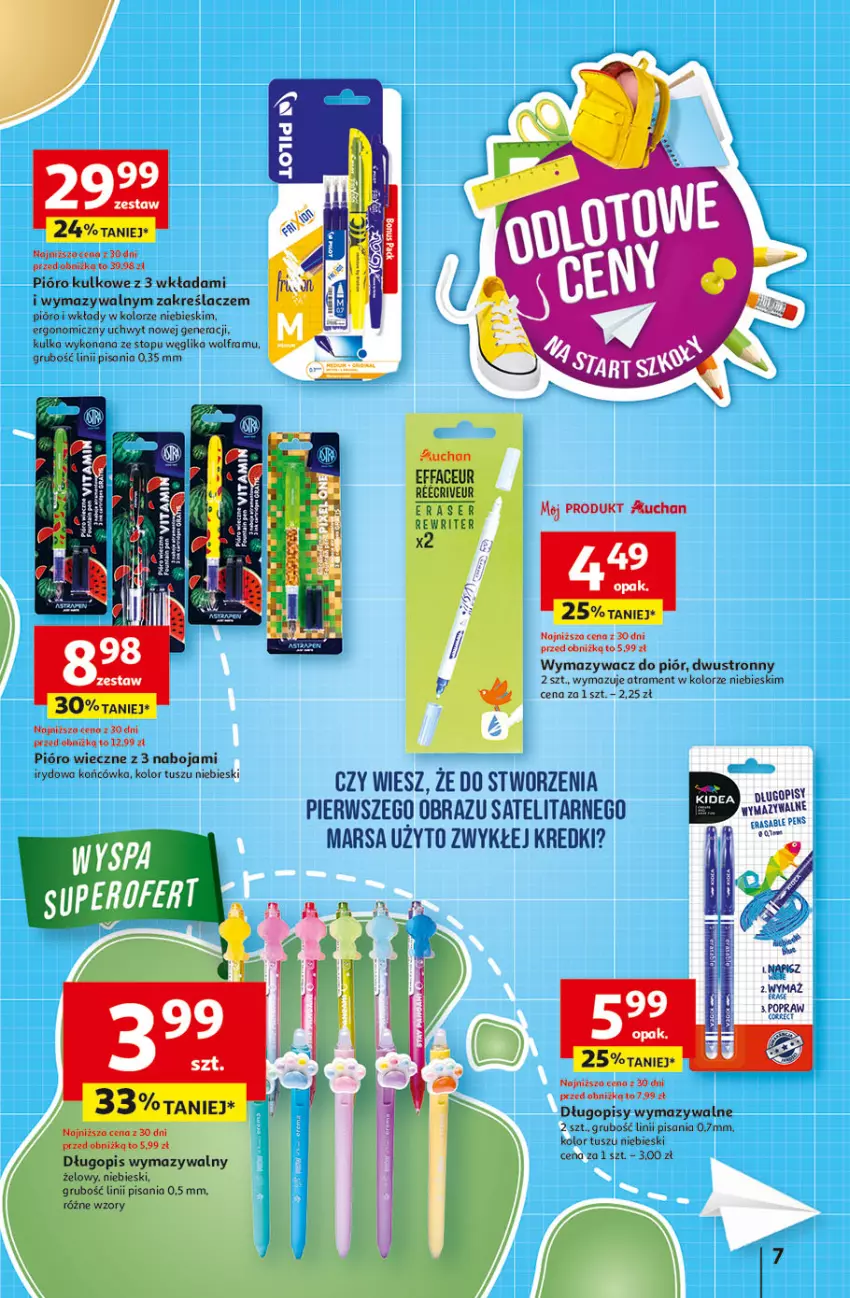 Gazetka promocyjna Auchan - Odlotowe ceny na start szkoły Hipermarket - ważna 14.08 do 20.08.2025 - strona 7 - produkty: Długopis, Fa, Gra, HP, Mars, Obraz, Ser, Top, Tusz