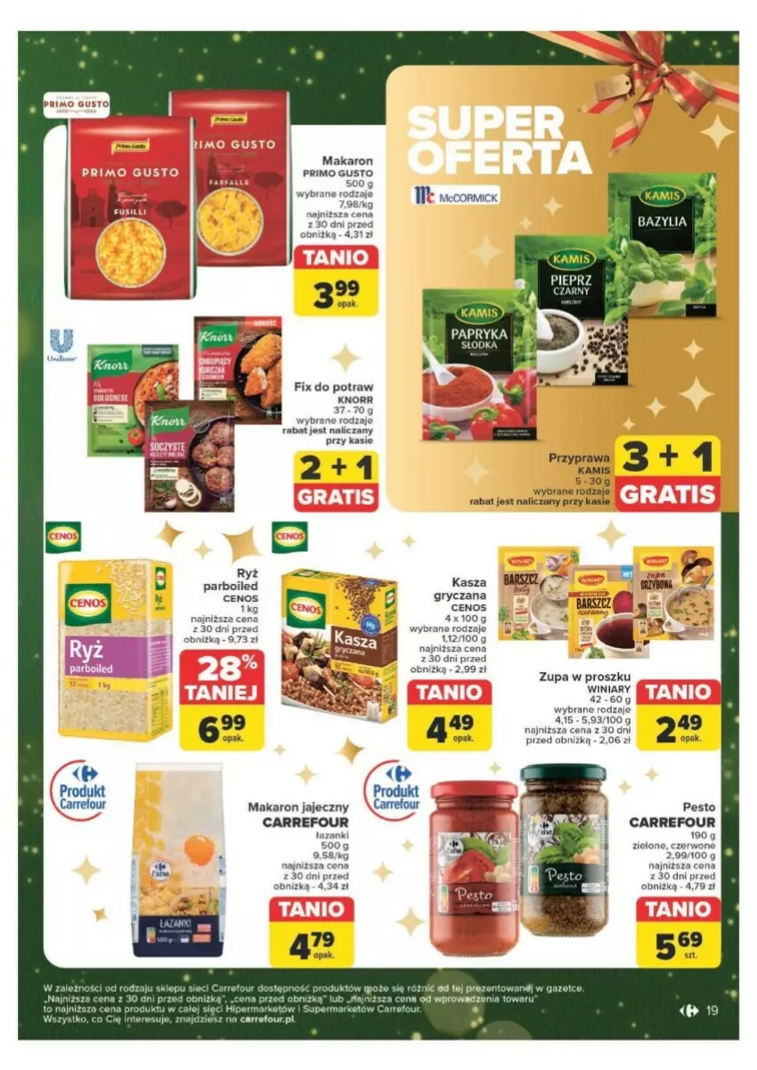 Gazetka promocyjna Carrefour - ważna 09.12 do 15.12.2024 - strona 11 - produkty: Bazyl, Bazylia, Cenos, Gra, Gry, Kamis, Kasza, Knorr, Makaron, Pesto, Pieprz, Ryż, Winiary, Zupa