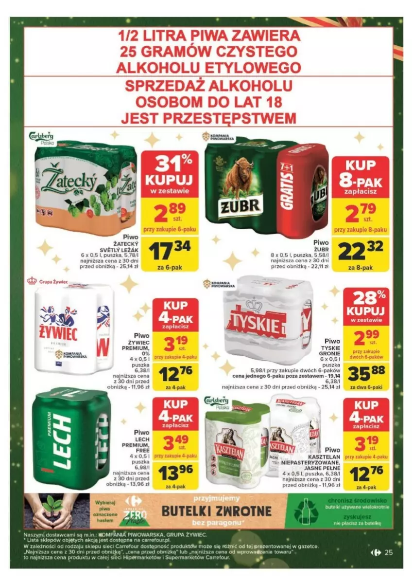 Gazetka promocyjna Carrefour - ważna 09.12 do 15.12.2024 - strona 18 - produkty: Kasztelan, Lech Premium, Piwa, Piwo, Tyskie