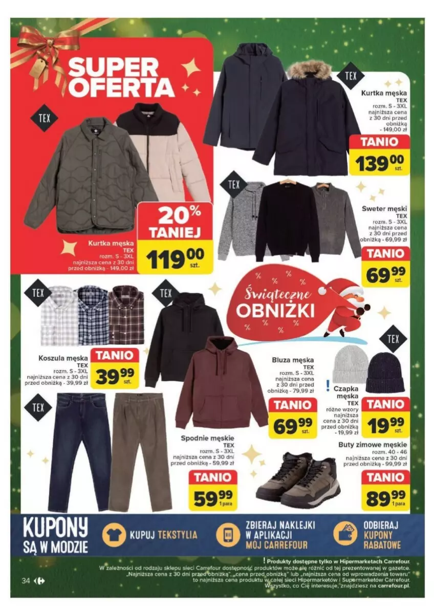 Gazetka promocyjna Carrefour - ważna 09.12 do 15.12.2024 - strona 28 - produkty: Bluza, Buty, Buty zimowe, Czapka, Kosz, Koszula, Kurtka, Spodnie, Stek, Sweter