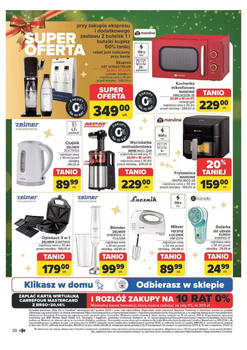 Gazetka promocyjna Carrefour - ważna 09.12 do 15.12.2024 - strona 32 - produkty: Blender, Czajnik, Fa, Golarka, Grill, Kosz, Kuchenka mikrofalowa, Mikser, Pojemnik, Ser, Sok, Top, Tran, Wyciskarka, Zelmer