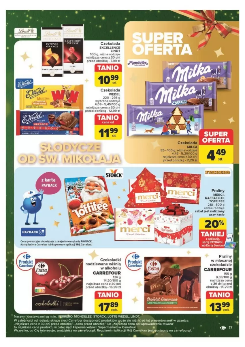 Gazetka promocyjna Carrefour - ważna 09.12 do 15.12.2024 - strona 9 - produkty: Czekolada, Fa, Ferrero, Lindt, Merci, Milka, Praliny, Raffaello, Toffifee