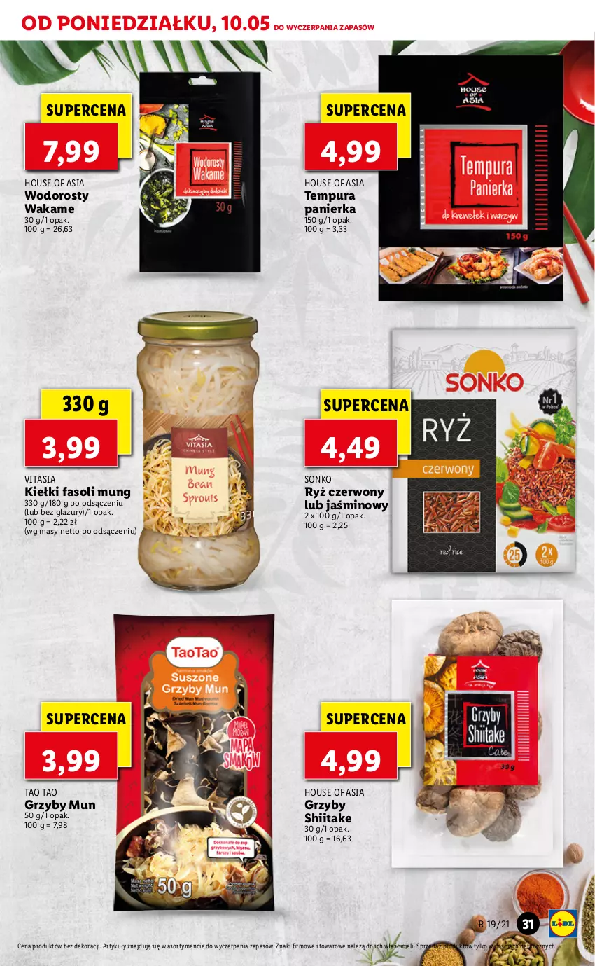 Gazetka promocyjna Lidl - GAZETKA - ważna 10.05 do 12.05.2021 - strona 33 - produkty: Fa, Fasoli mung, Grzyby, Grzyby mun, Grzyby shiitake, House of Asia, Kiełki, Lazur, Pur, Ryż, Sonko